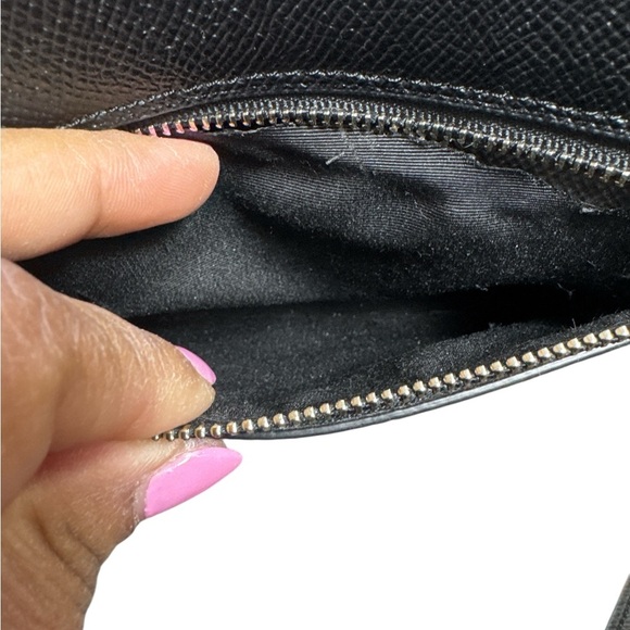 Coach Black Pebbled Leather Crossbody Bag Silver Hardware Adjustable Strap - Picture 6 of 10